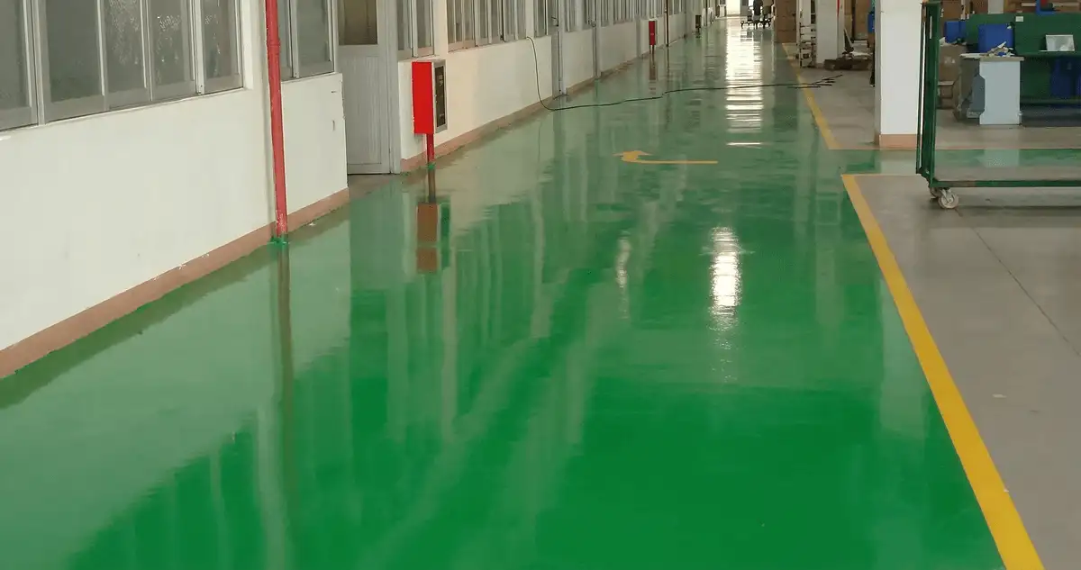 A factory floor professionally covered and marked with epoxy flooring in Bakersfield, CA