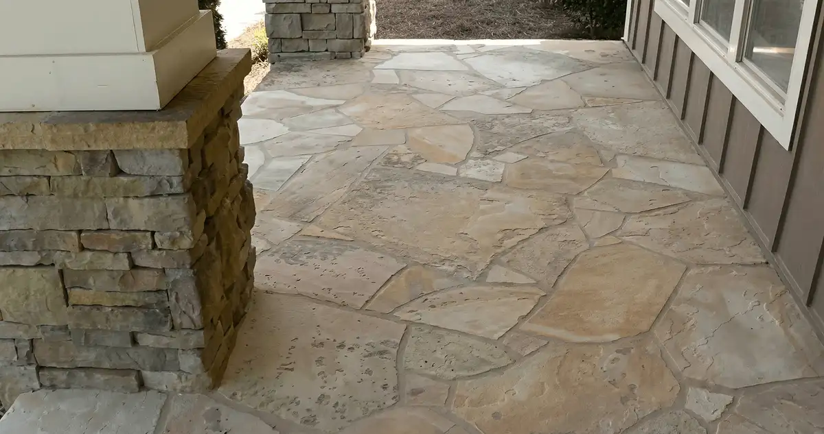 House entrance with professionally installed stone flooring in Bakersfield CA